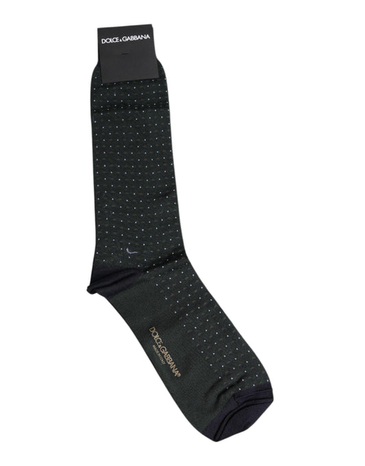 Black Polka Dots Cotton Mid Calf Socks
