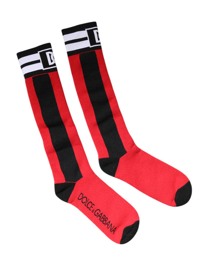 Red Cotton Stretch Printed Socks