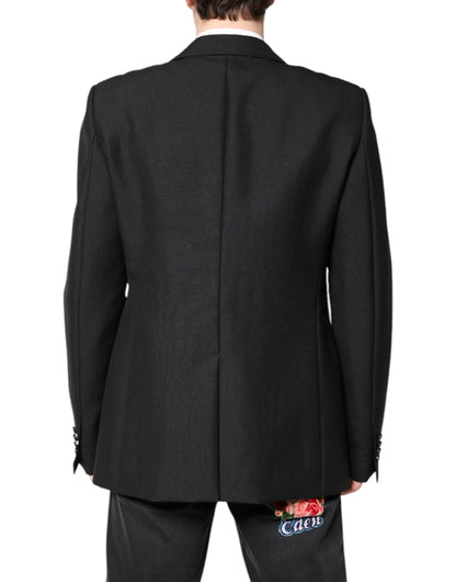 Black Wool Single Breasted Coat Blazer