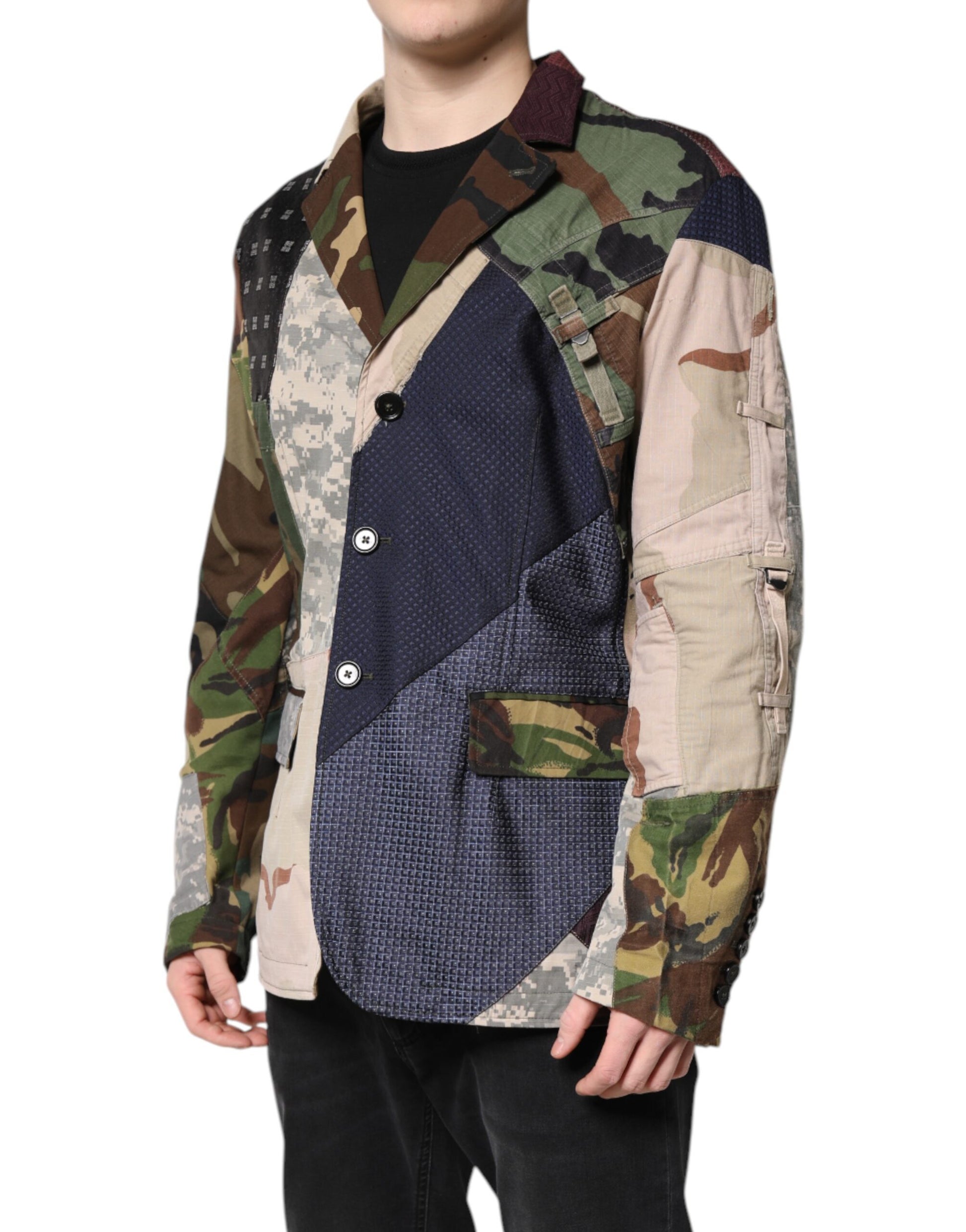 Multicolor Camouflage Patchwork Coat Blazer
