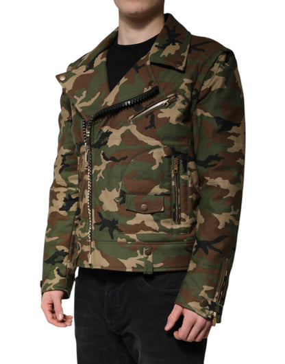 Multicolor Camouflage Nylon Biker Jacket