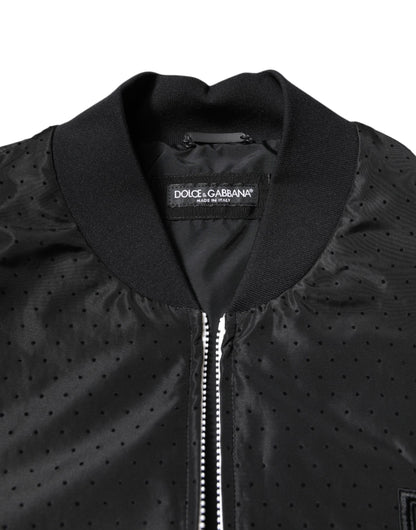 Black Long Sleeves Full Zip Bomber Jacket