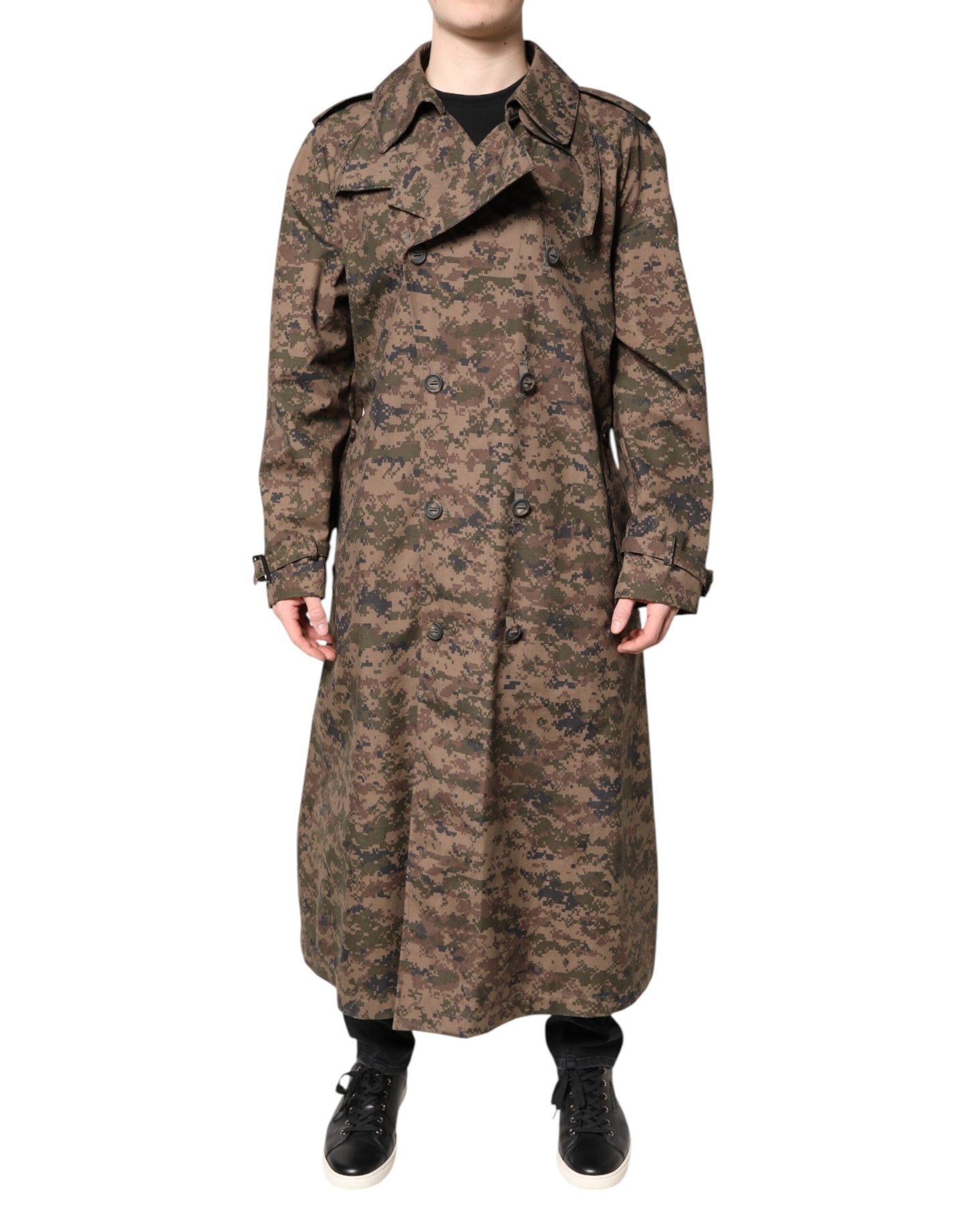 Multicolor Camouflage Double Breasted Coat Jacket