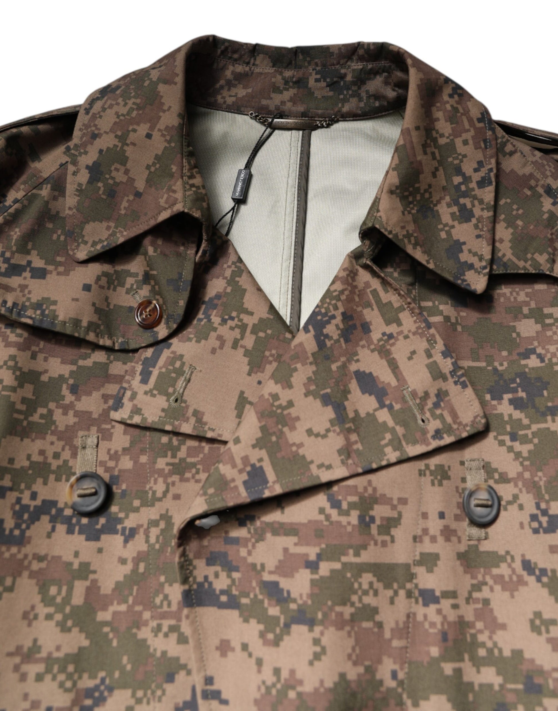 Multicolor Camouflage Double Breasted Coat Jacket