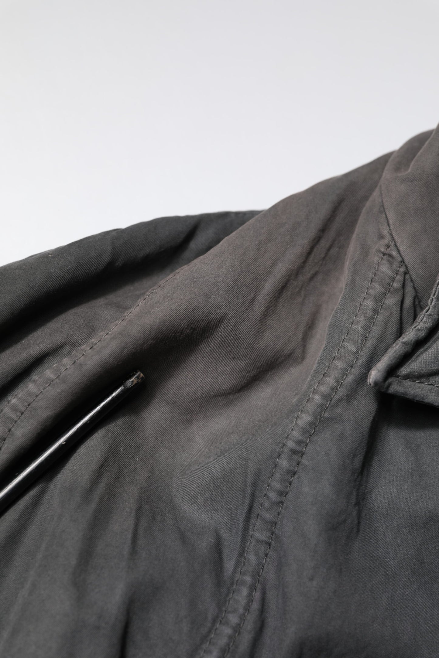 Black Solid Cotton Collared Coat Jacket