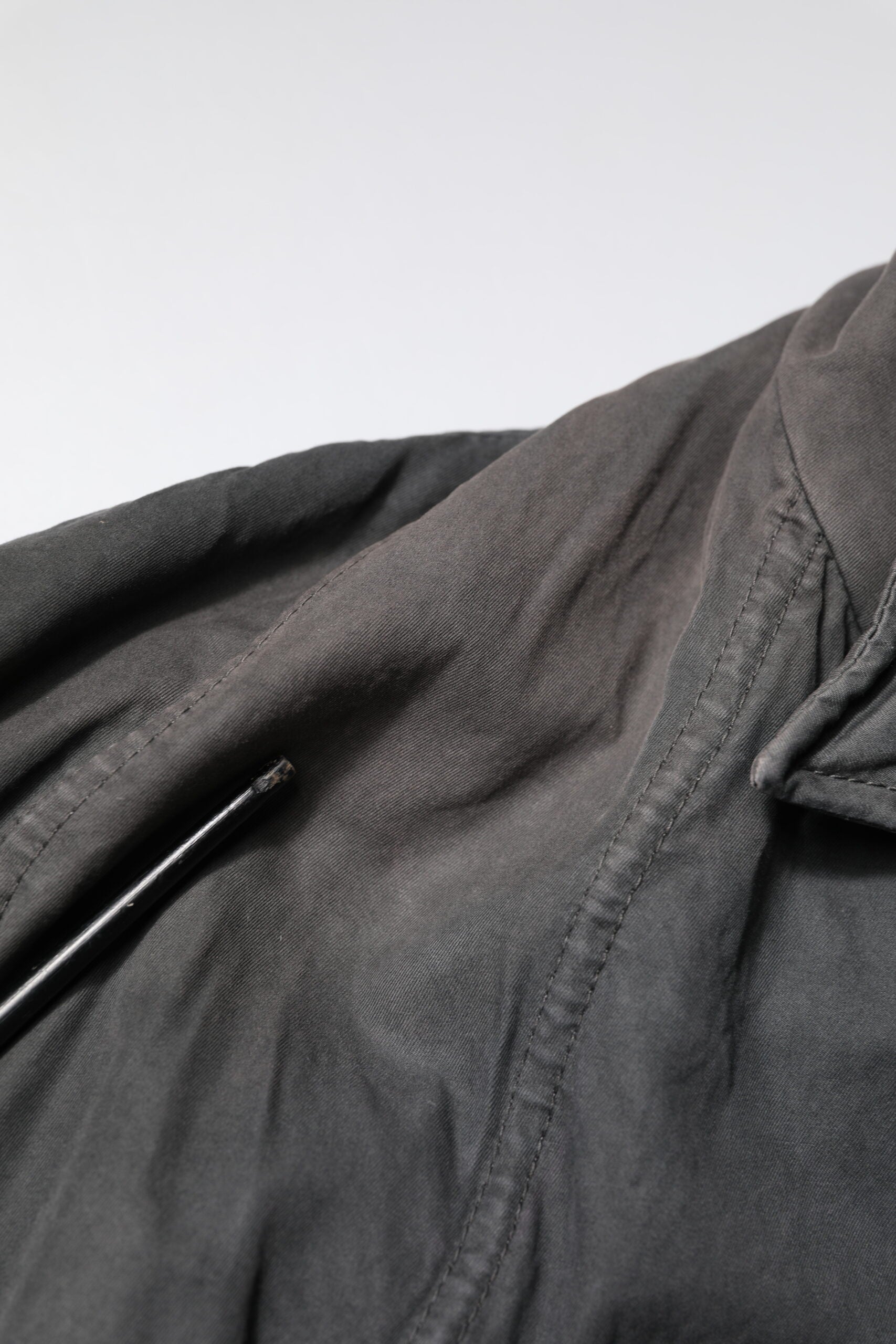 Black Solid Cotton Collared Coat Jacket