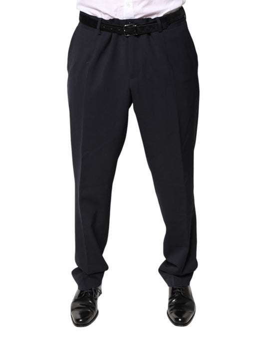 Black Wool Mid Waist Dress Pants
