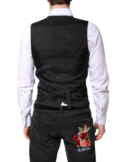 Black Wool Waistcoat Dress Formal Vest