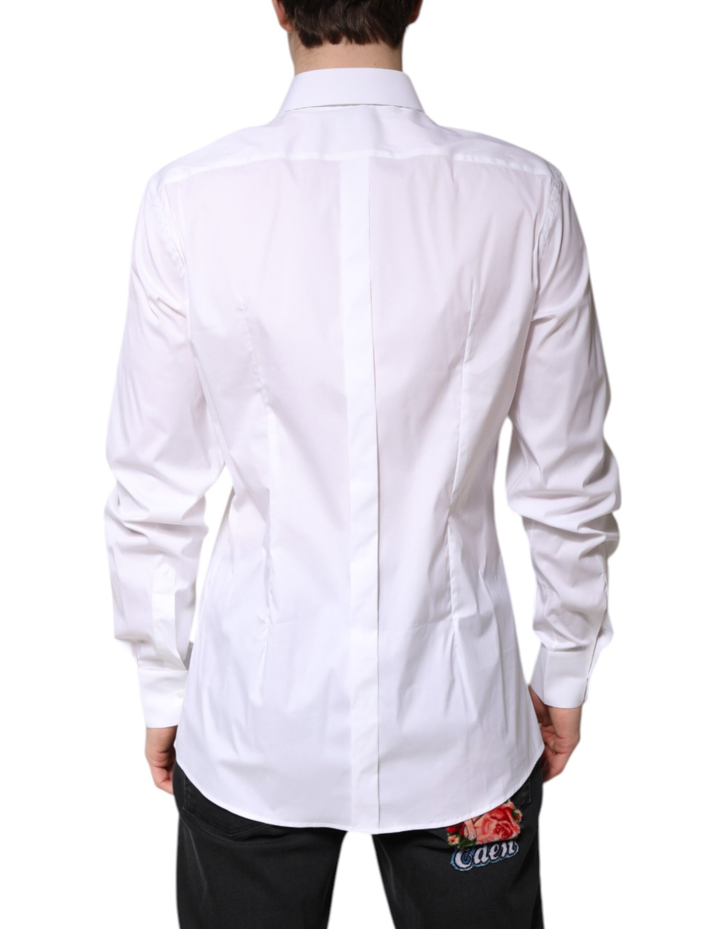 White Cotton GOLD Men Dress Formal Shirt