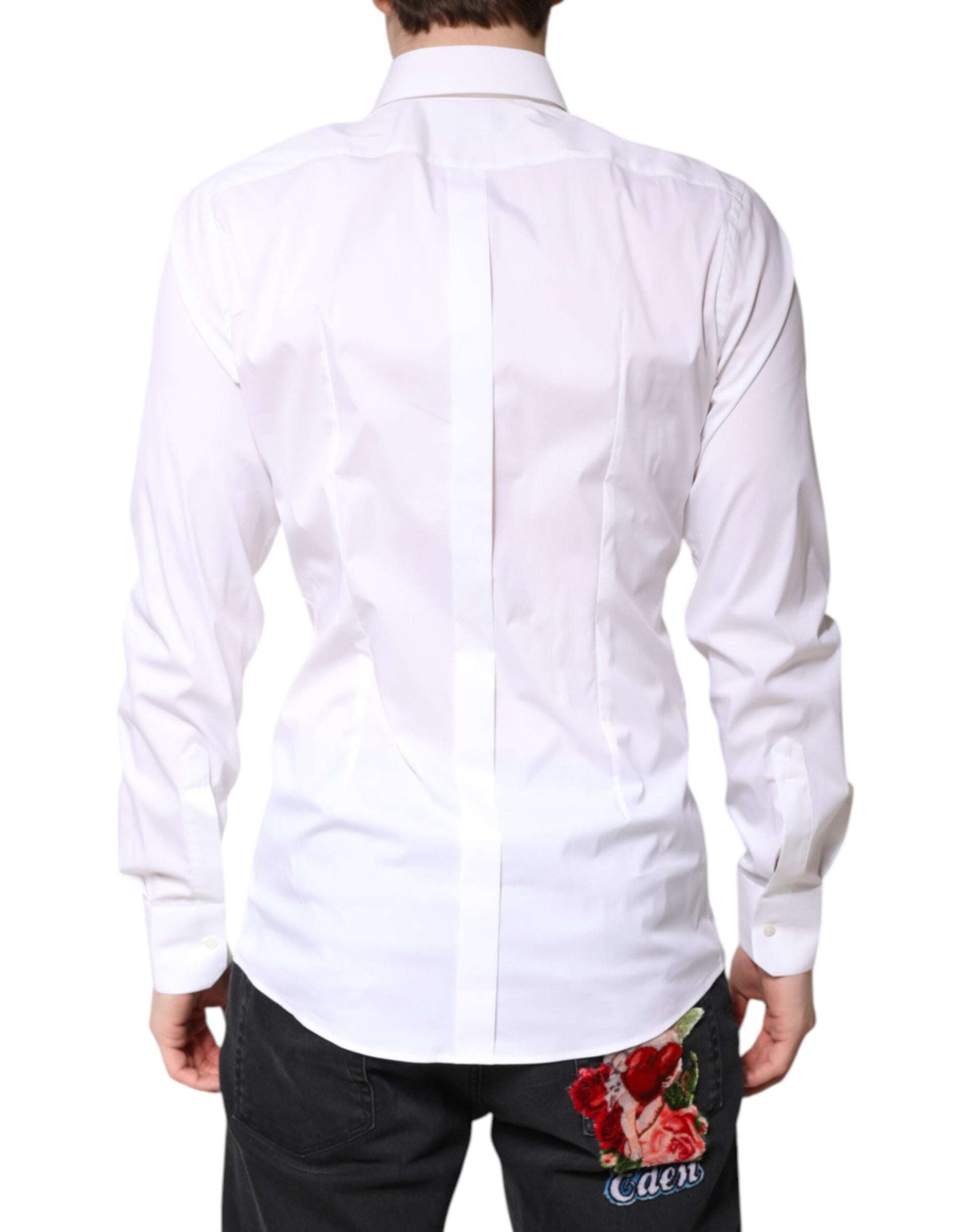 White Cotton GOLD Dress Formal Collared Shirt