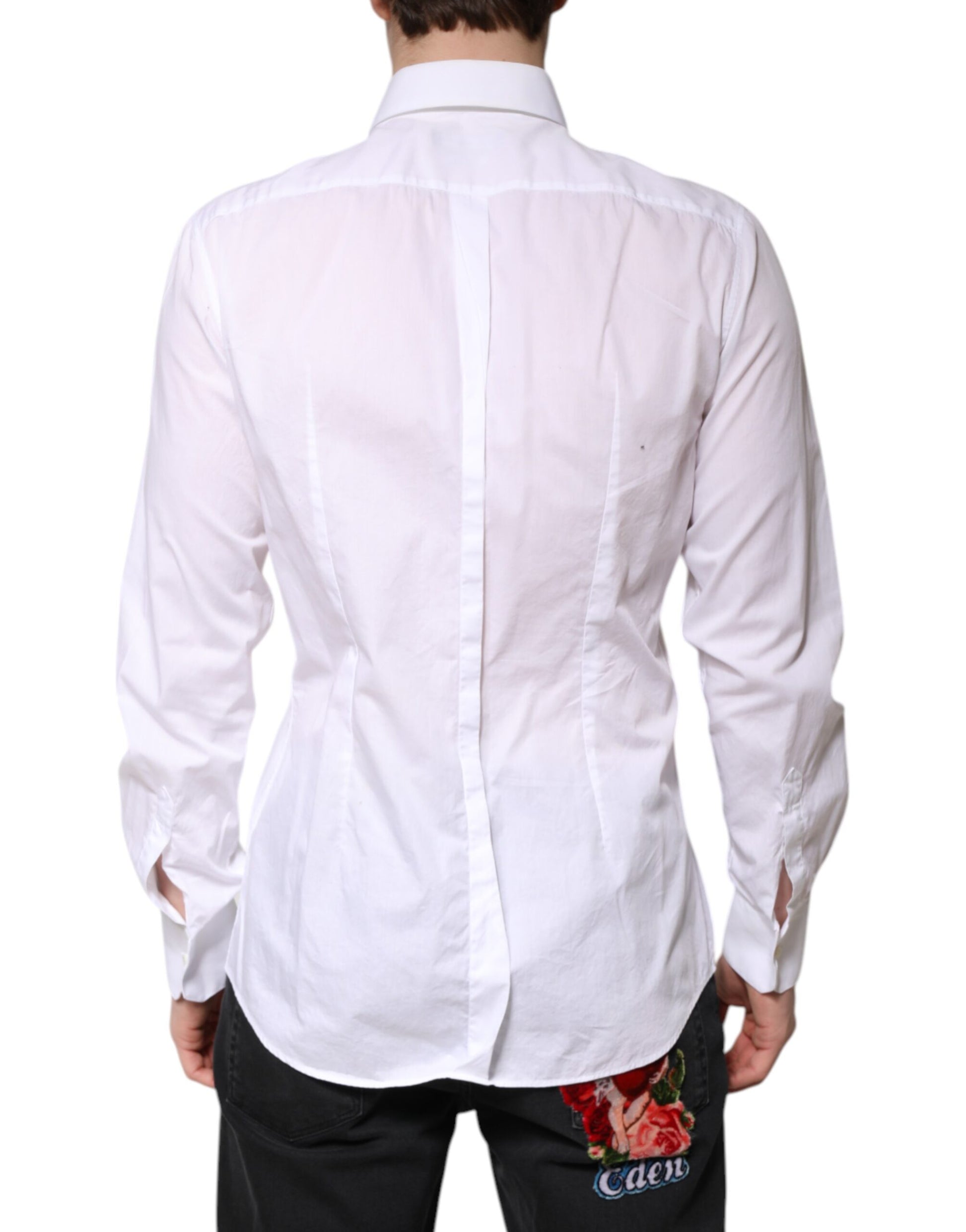 White GOLD Cotton Poplin Bib Men Dress Shirt