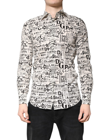 White Black Logo MARTINI Men Casual Shirt