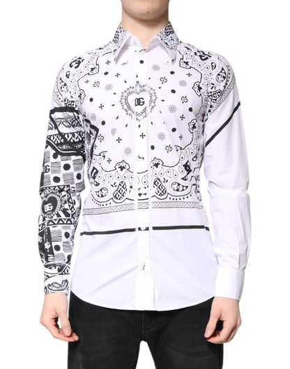 White Black Bandana MARTINI Men Dress Shirt