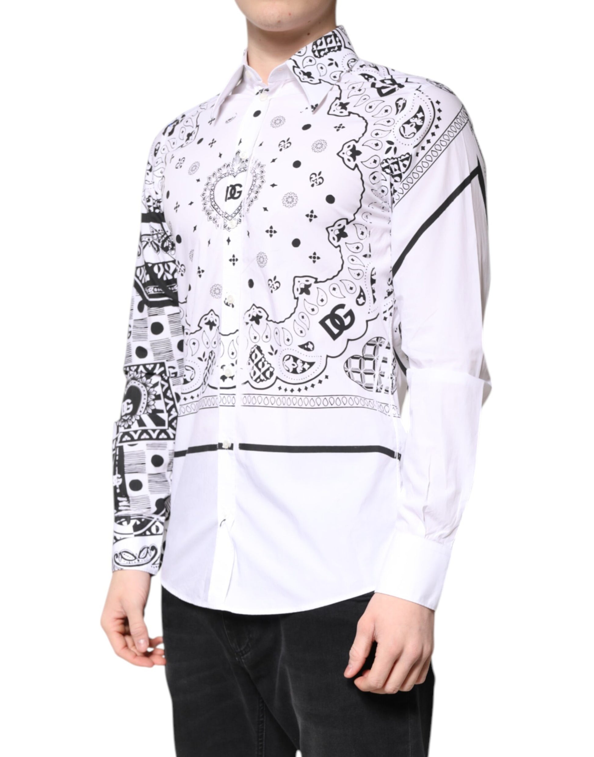 White Black Bandana MARTINI Men Dress Shirt