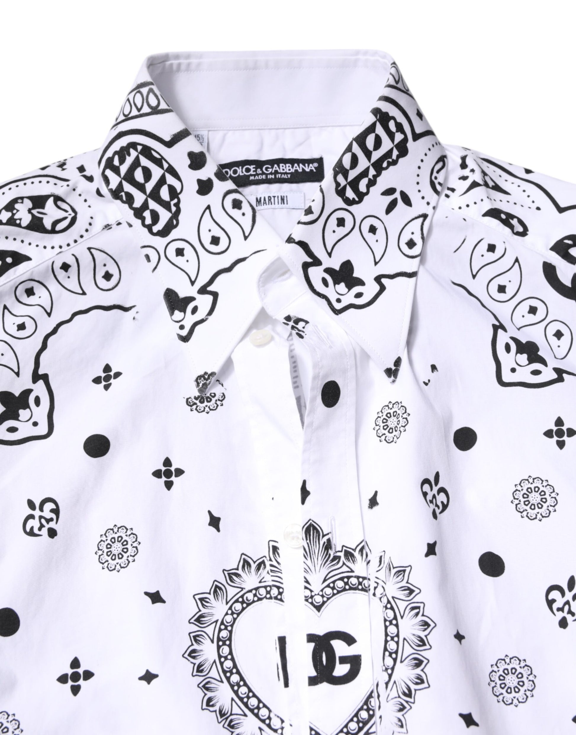 White Black Bandana MARTINI Men Dress Shirt