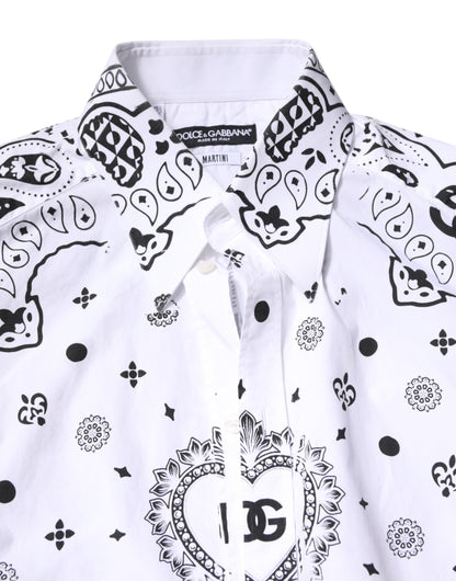 White Black Bandana MARTINI Men Dress Shirt