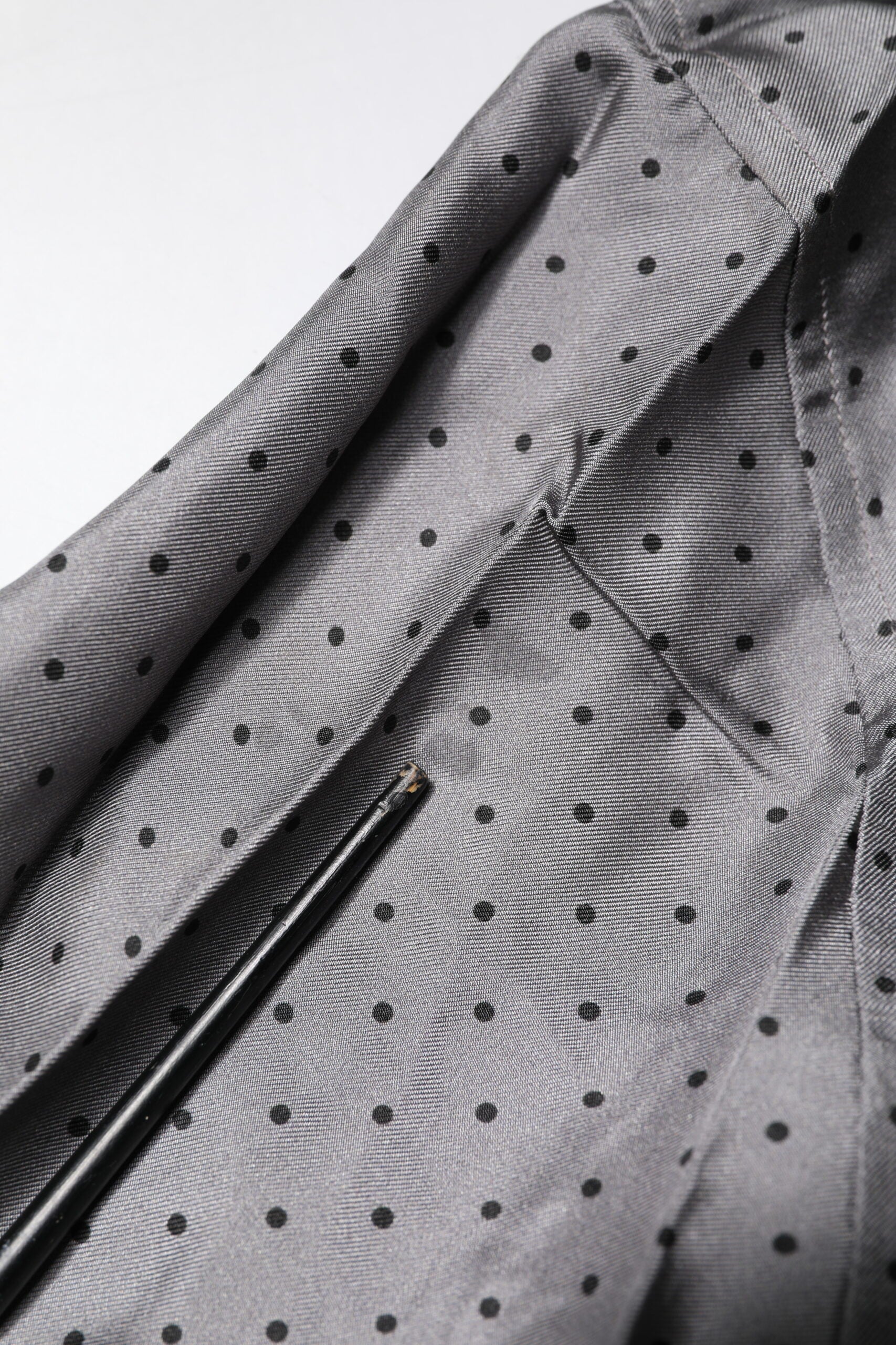 Gray Polka Dot Silk Long Sleeve Shirt