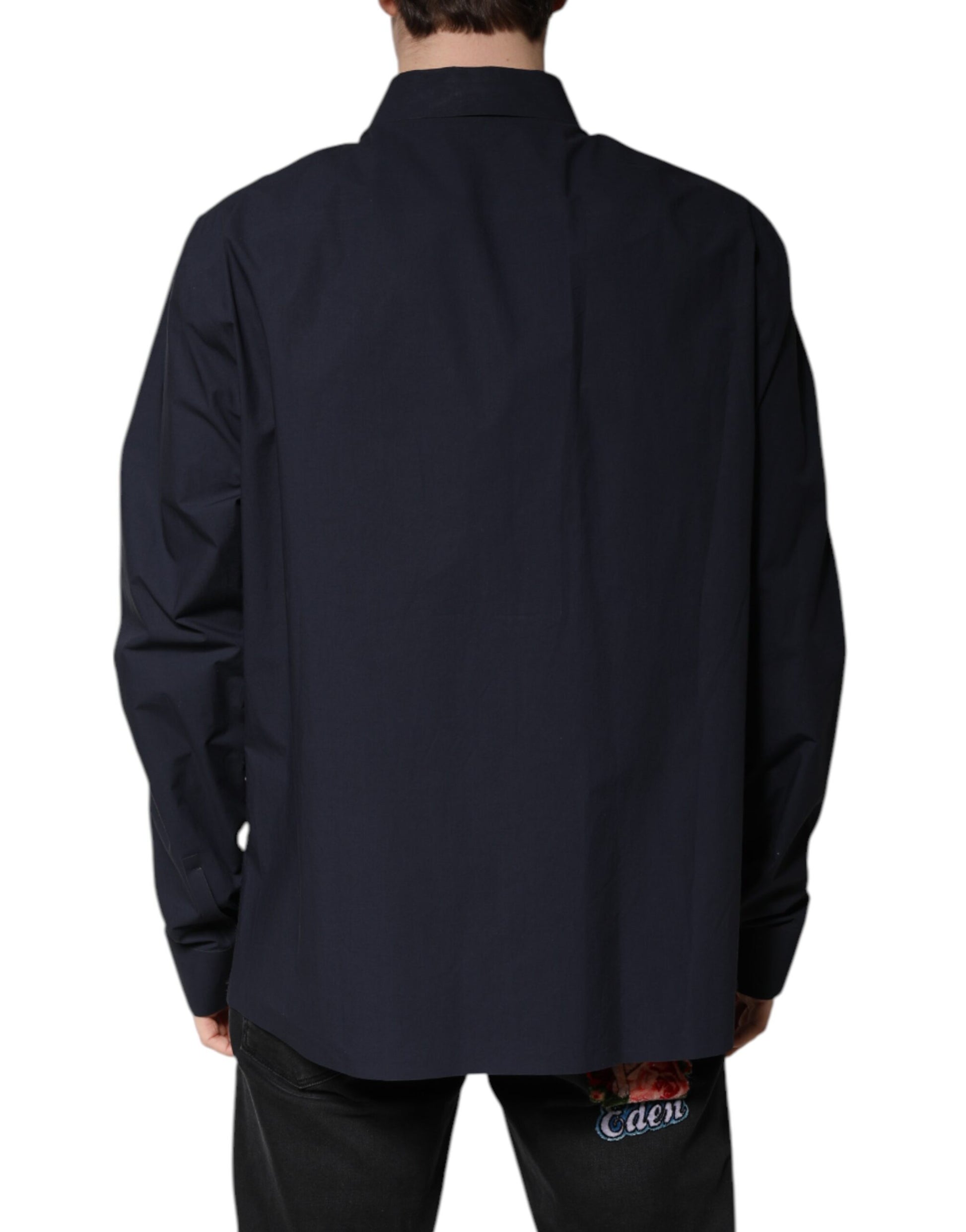 Dark Blue Cotton Long Sleeve Shirt