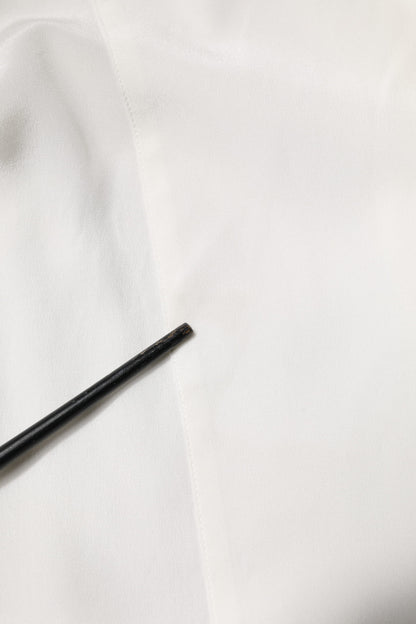 White Silk GOLD Dress Formal Collared Shirt