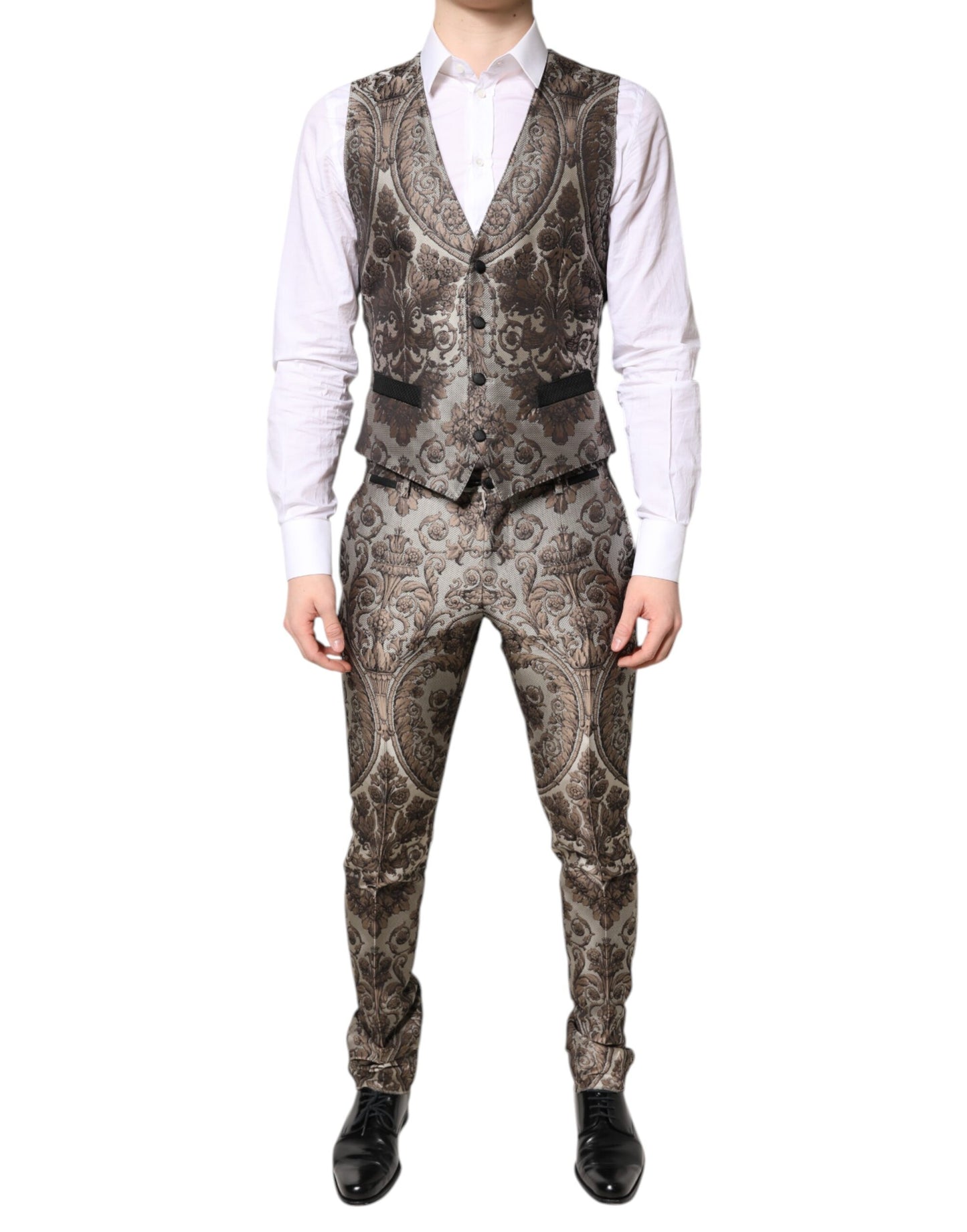 Multicolor Jacquard Single Breasted 3 Piece Suit