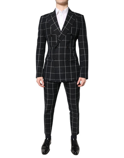 Black TAORMINA Double Breasted 2 Piece Suit