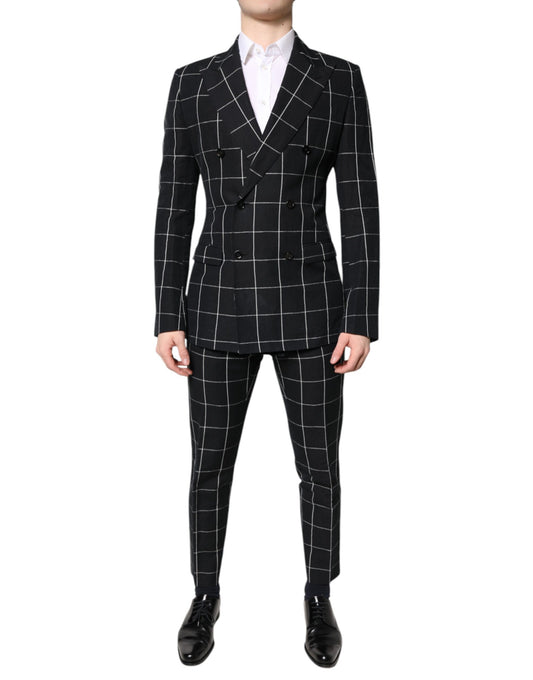 Black TAORMINA Double Breasted 2 Piece Suit