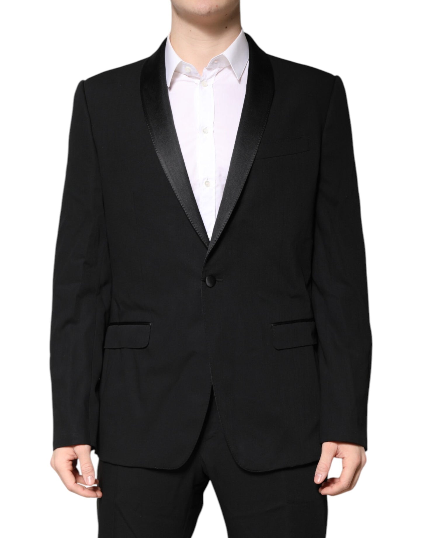 Black Wool Single Breasted 2 Piece Suit