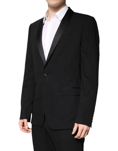 Black Wool Single Breasted 2 Piece Suit