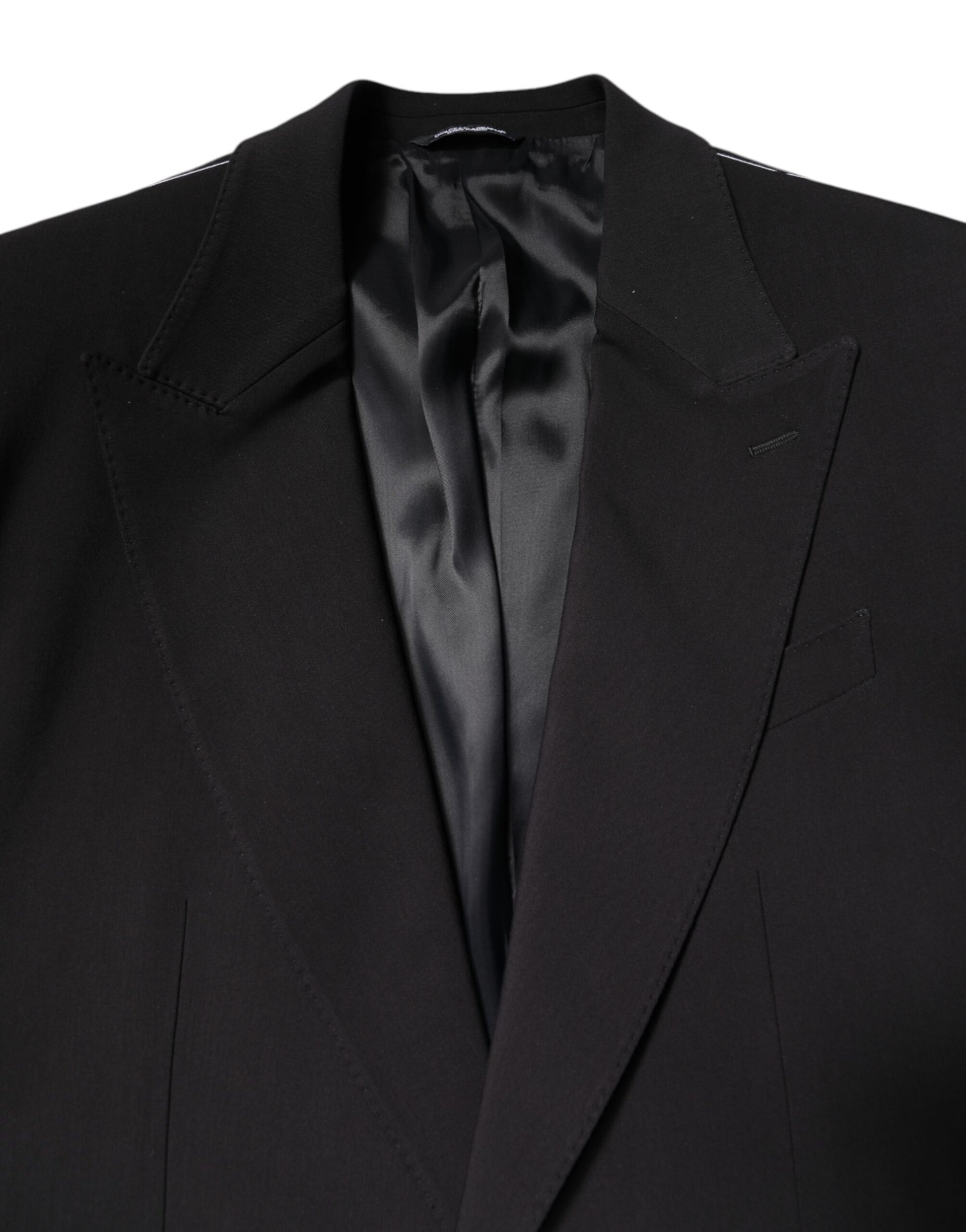 Black Cotton Single Breasted 2 Piece Suit