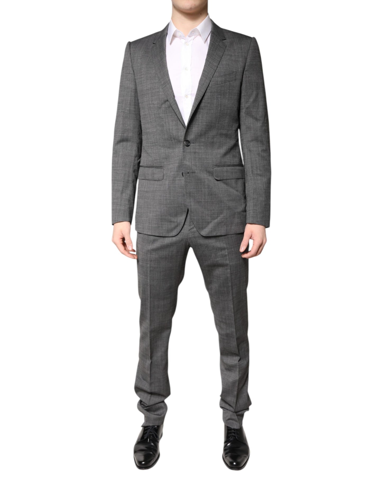 Gray Wool Single Breasted 2 Piece Suit