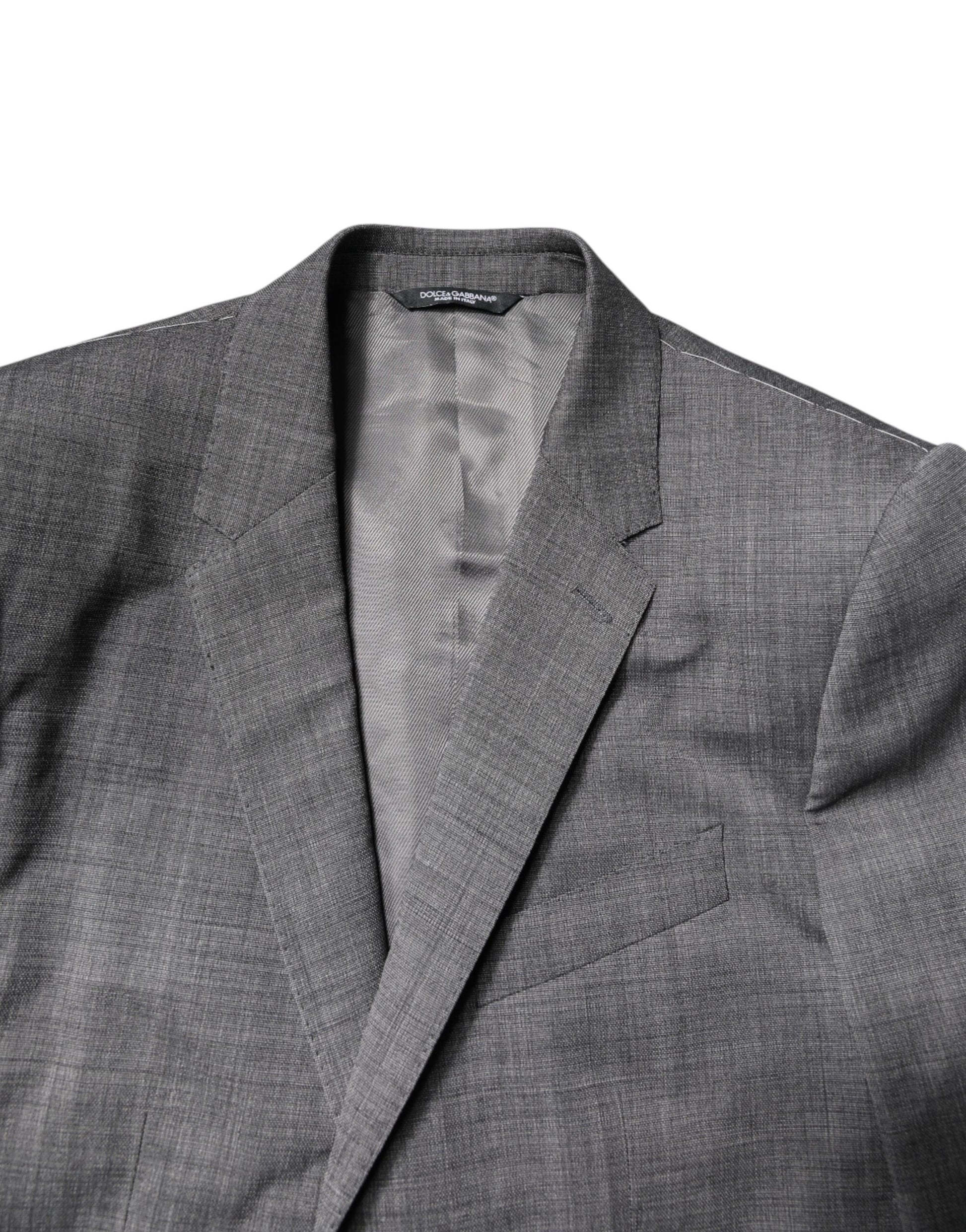 Gray Wool Single Breasted 2 Piece Suit