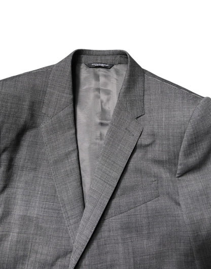 Gray Wool Single Breasted 2 Piece Suit