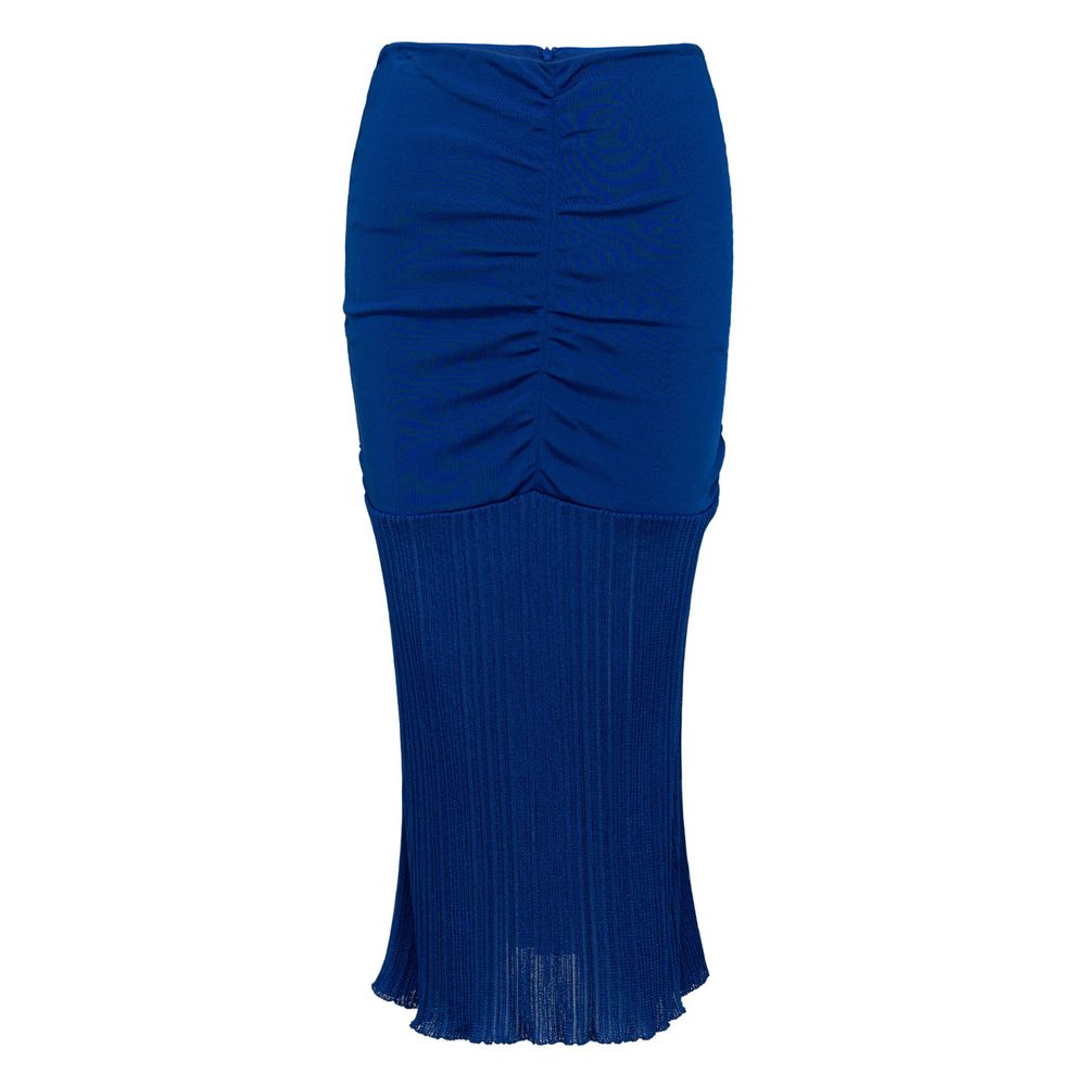 Blue Viscose Midi Skirt