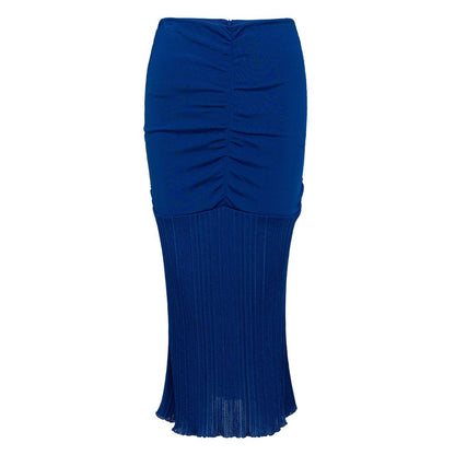 Blue Viscose Midi Skirt