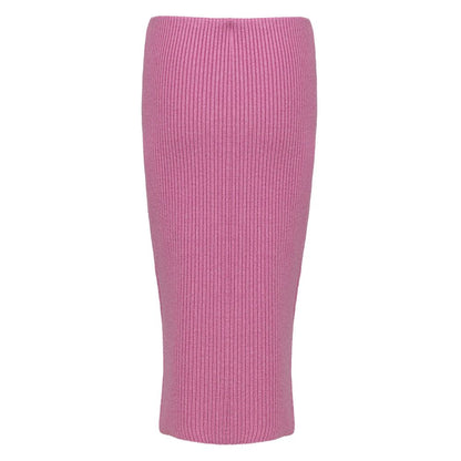 Pink Wool Midi Skirt