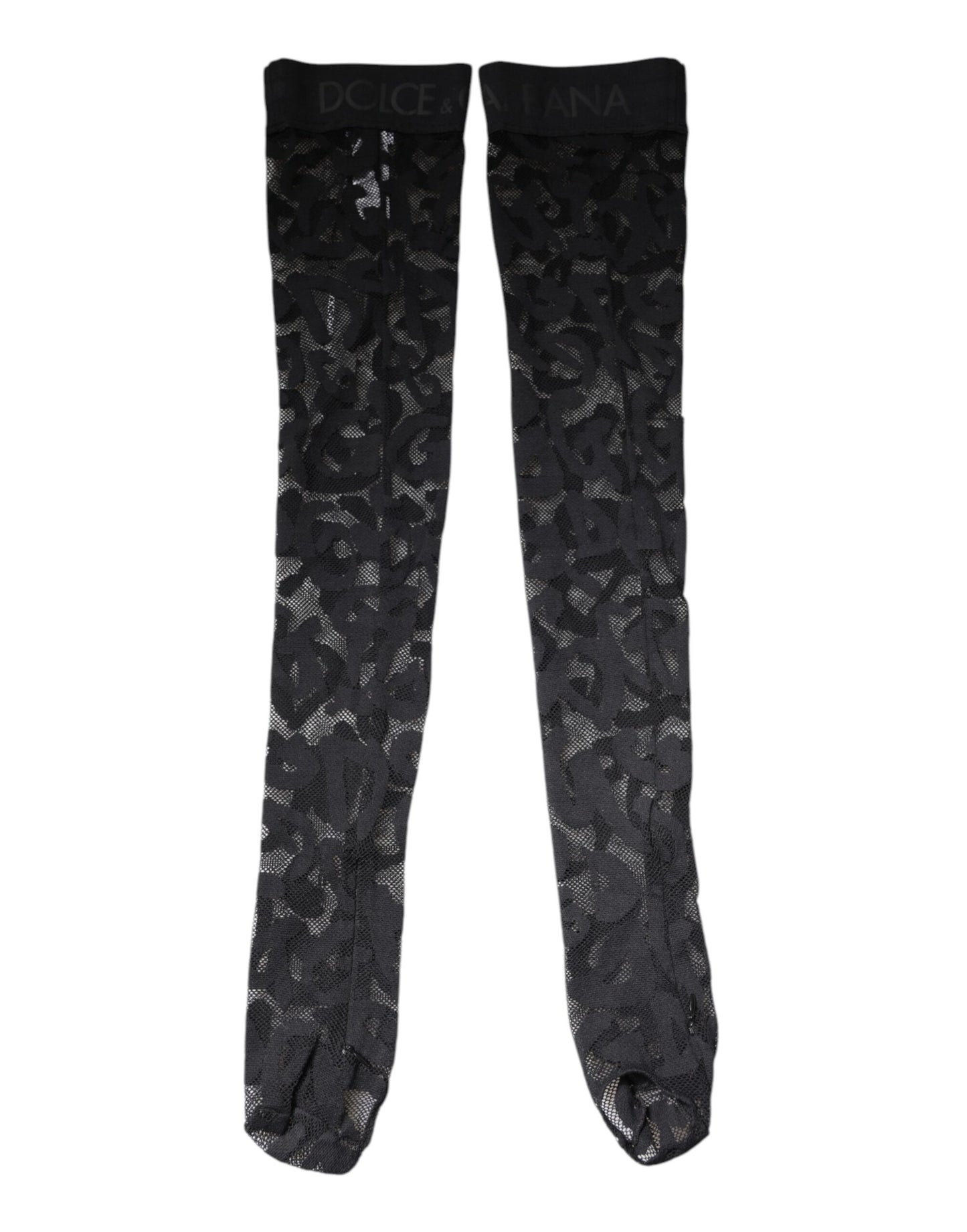 Black Floral Lace Cotton Stretch Stockings Socks