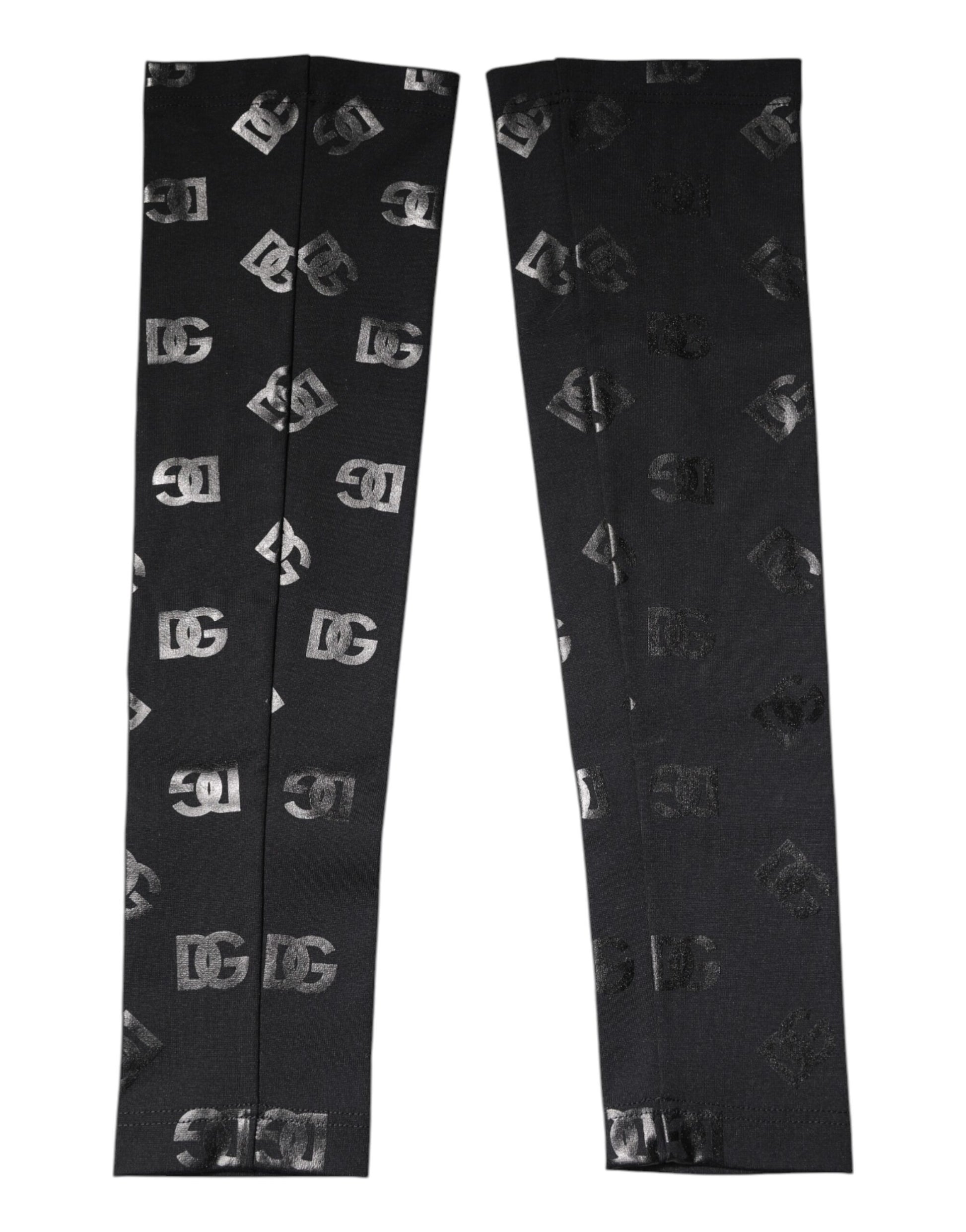 Black DG Logo Monogram Wool Stretch Arm Sleeves