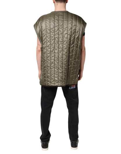 Brown Logo Plaque Quilted Vest Jacket