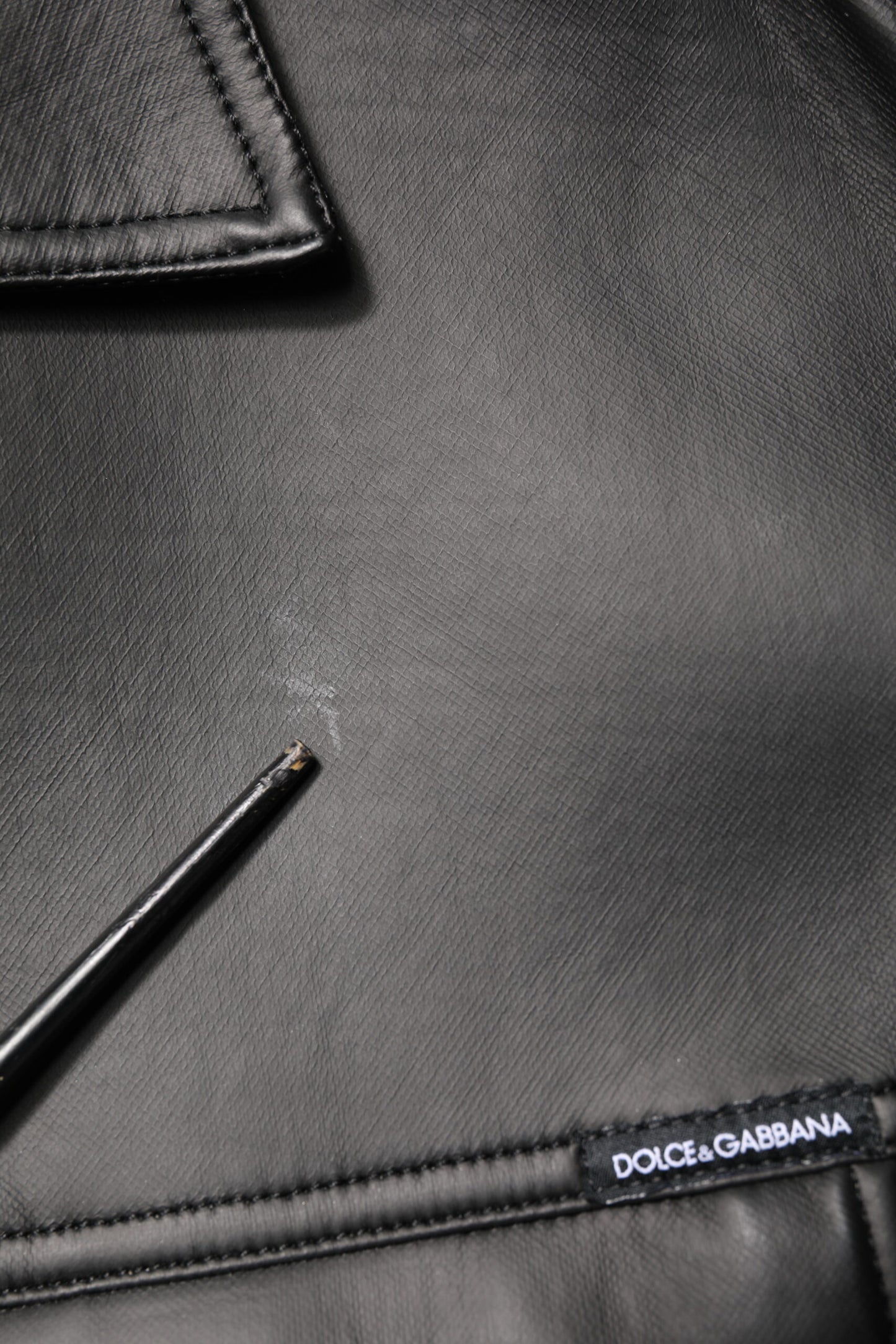 Black Polyester Button Down Biker Jacket