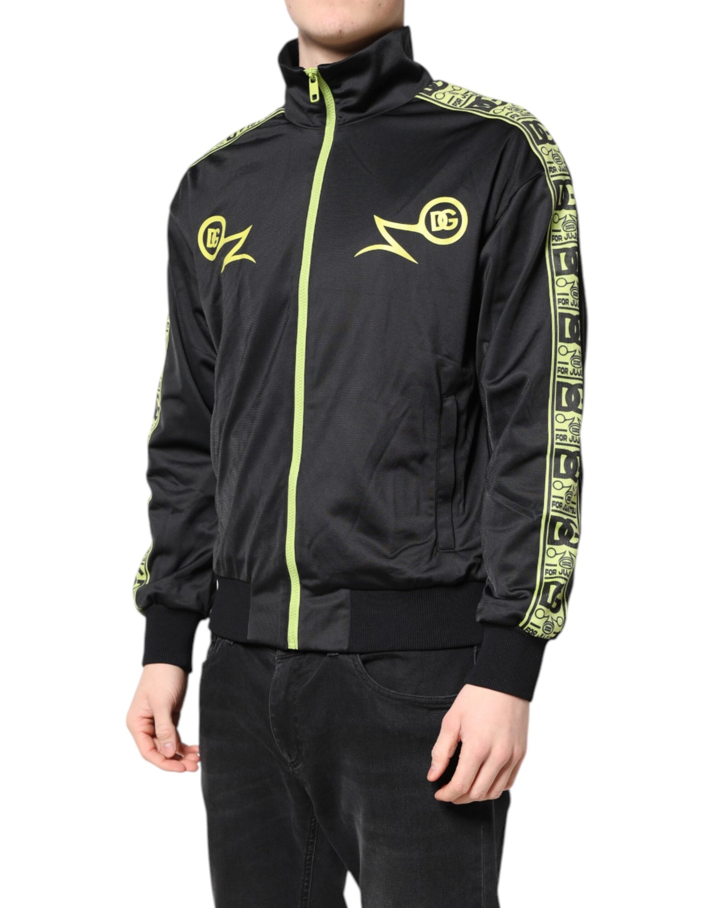 Black Logo Turtleneck Zip Bomber Jacket