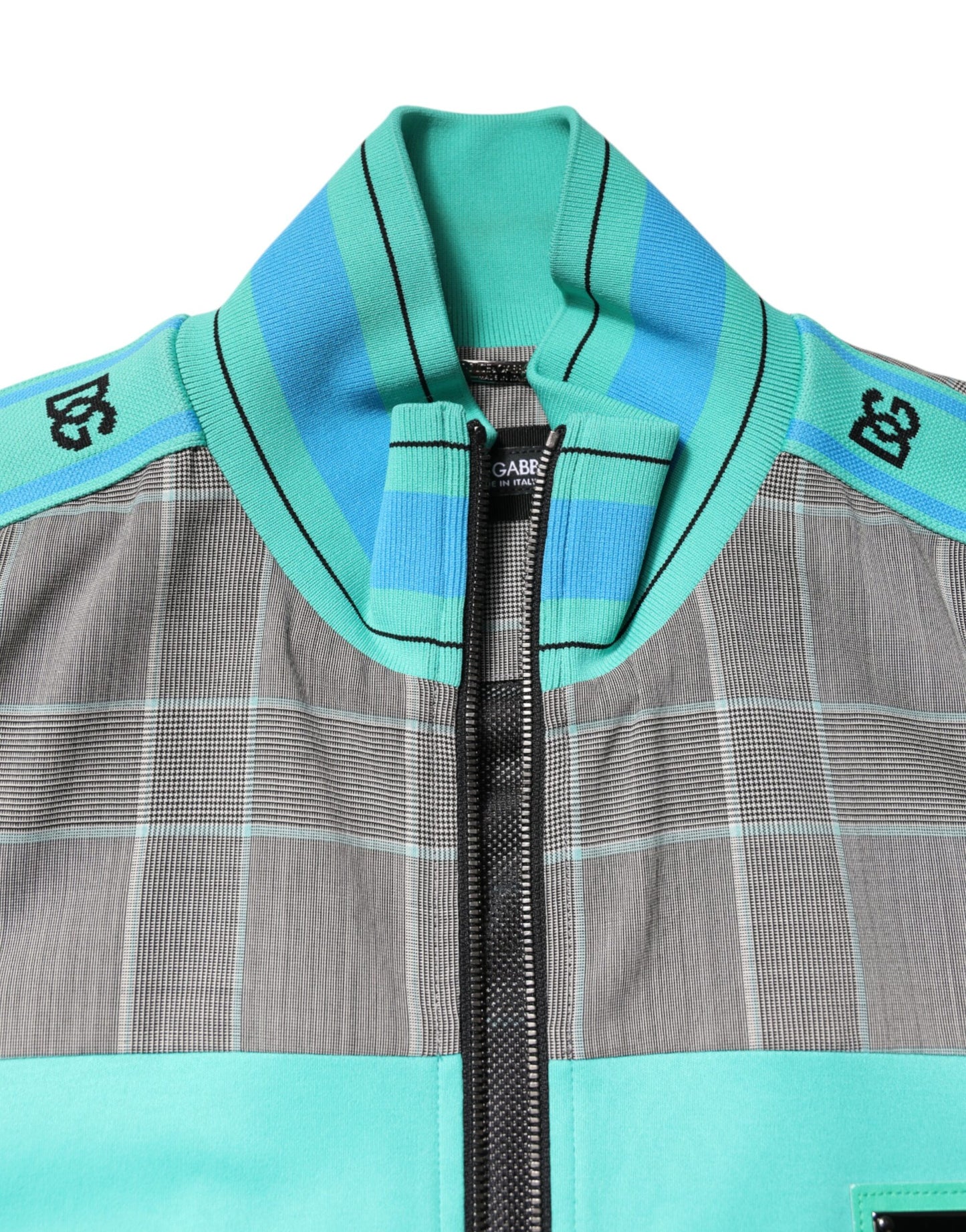 Multicolor Plaid Full Zip Windbreaker Jacket