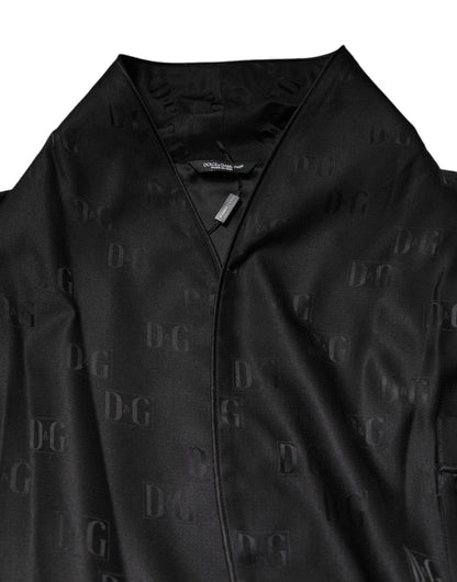 Black Silk DG Logo Men Wrap Robe Coat Jacket