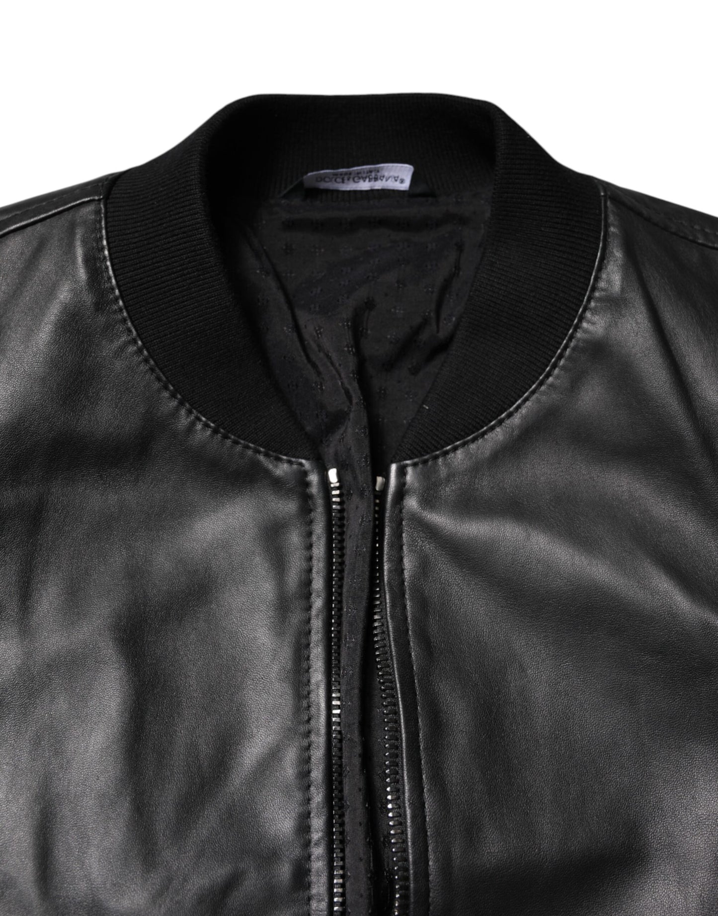 Black Lambskin Leather Full Zip Biker Jacket