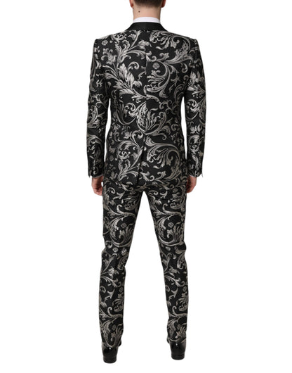 Black Gray MARTINI Jacquard Men 3 Piece Suit