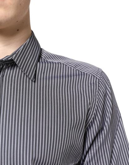 Black White Striped GOLD Formal Dress Shirt