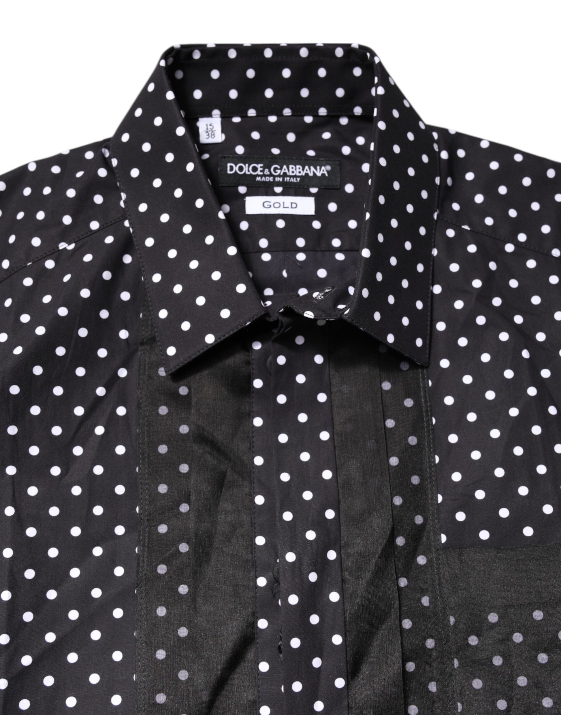 Black Polka Dot Long Sleeves Gold Formal Shirt