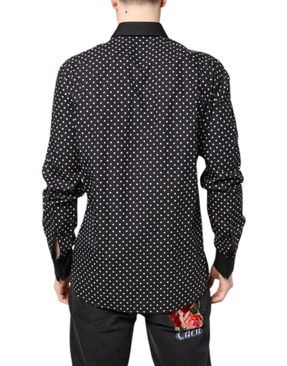 Black Polka Dot Cotton Formal Dress Shirt