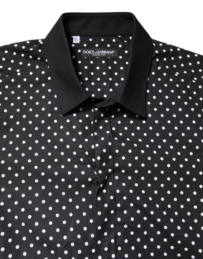 Black Polka Dot Cotton Formal Dress Shirt