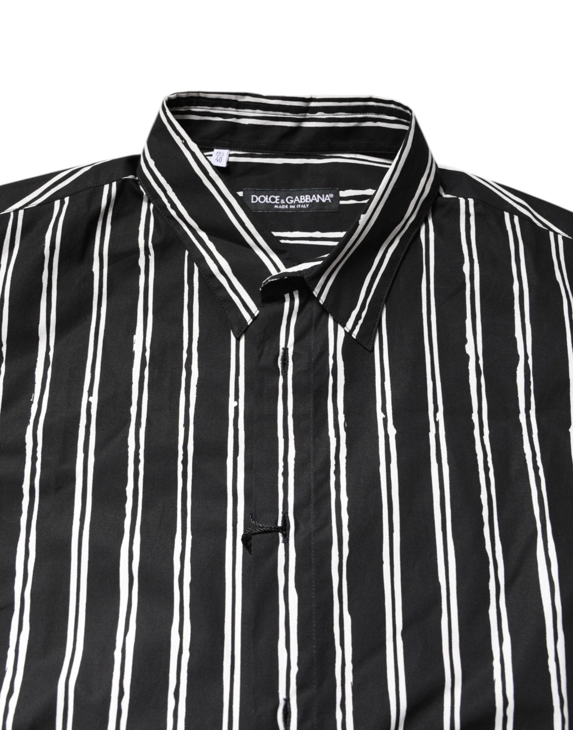 Black White Striped Cotton Dress Shirt