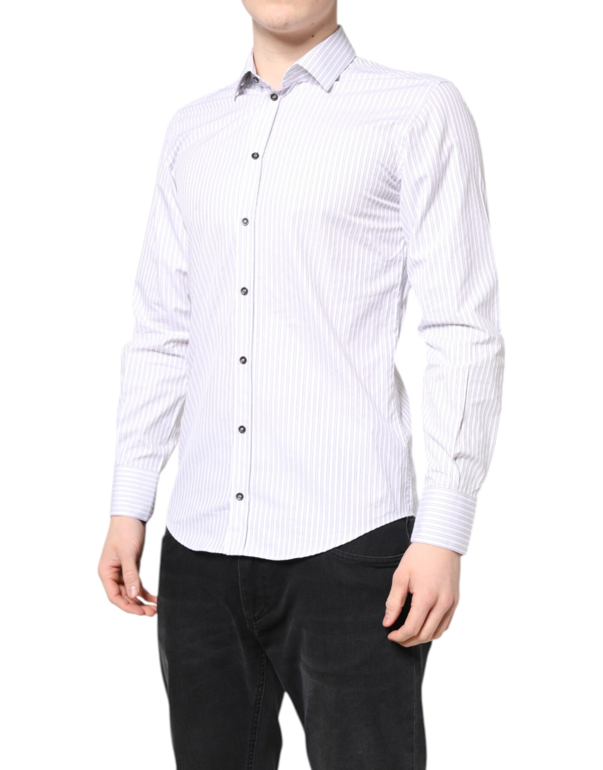 White Striped Cotton MARTINI Men Dress Shirt
